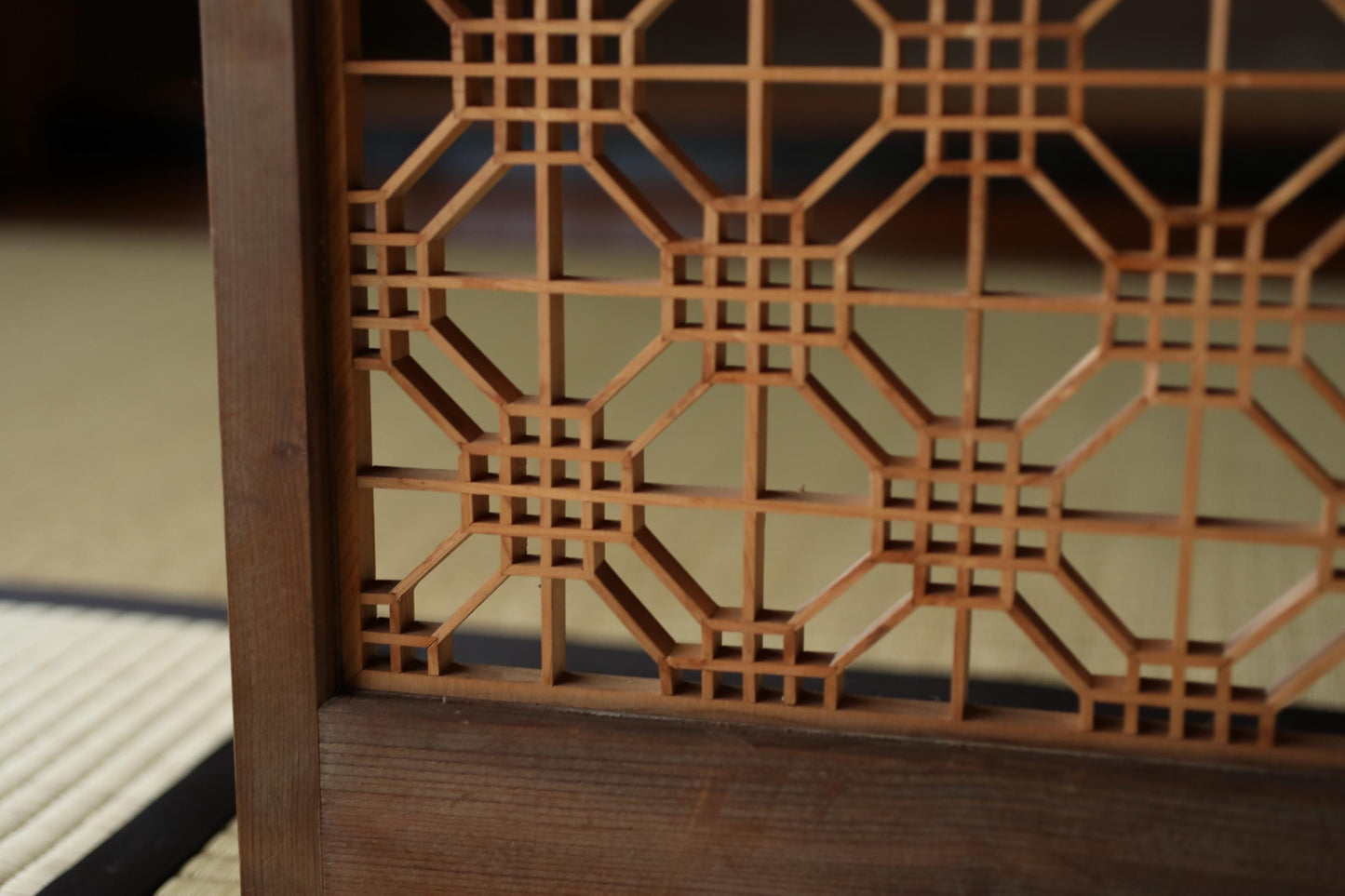 Japanese Furniture antique interior architectural screen,"kumiko, wooden framework" for a sliding screen, shoji, H38.6×17.3in/H98×44cm