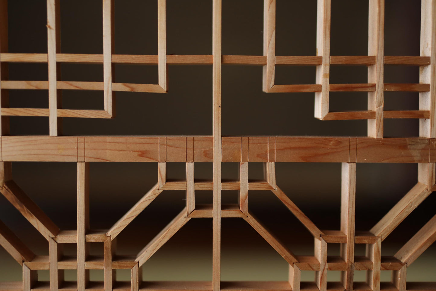 Japanese Furniture antique interior architectural screen,"kumiko, wooden framework" for a sliding screen, shoji, H38.6×17.3in/H98×44cm