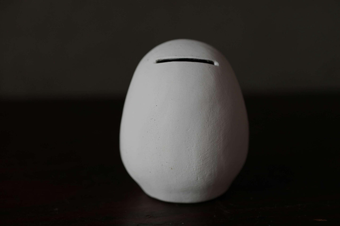 Japanese vintage "Daruma" doll pottery statue all white abstract ornament, ceramic savings box Buddhist monk priest ZEN master,H3.1in/H8cm
