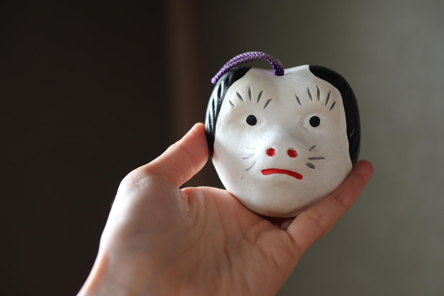 Japanese vintage old pottery bell traditional folk toys dog-shaped doll animal ornament with Kanji H3in/H7.5cm