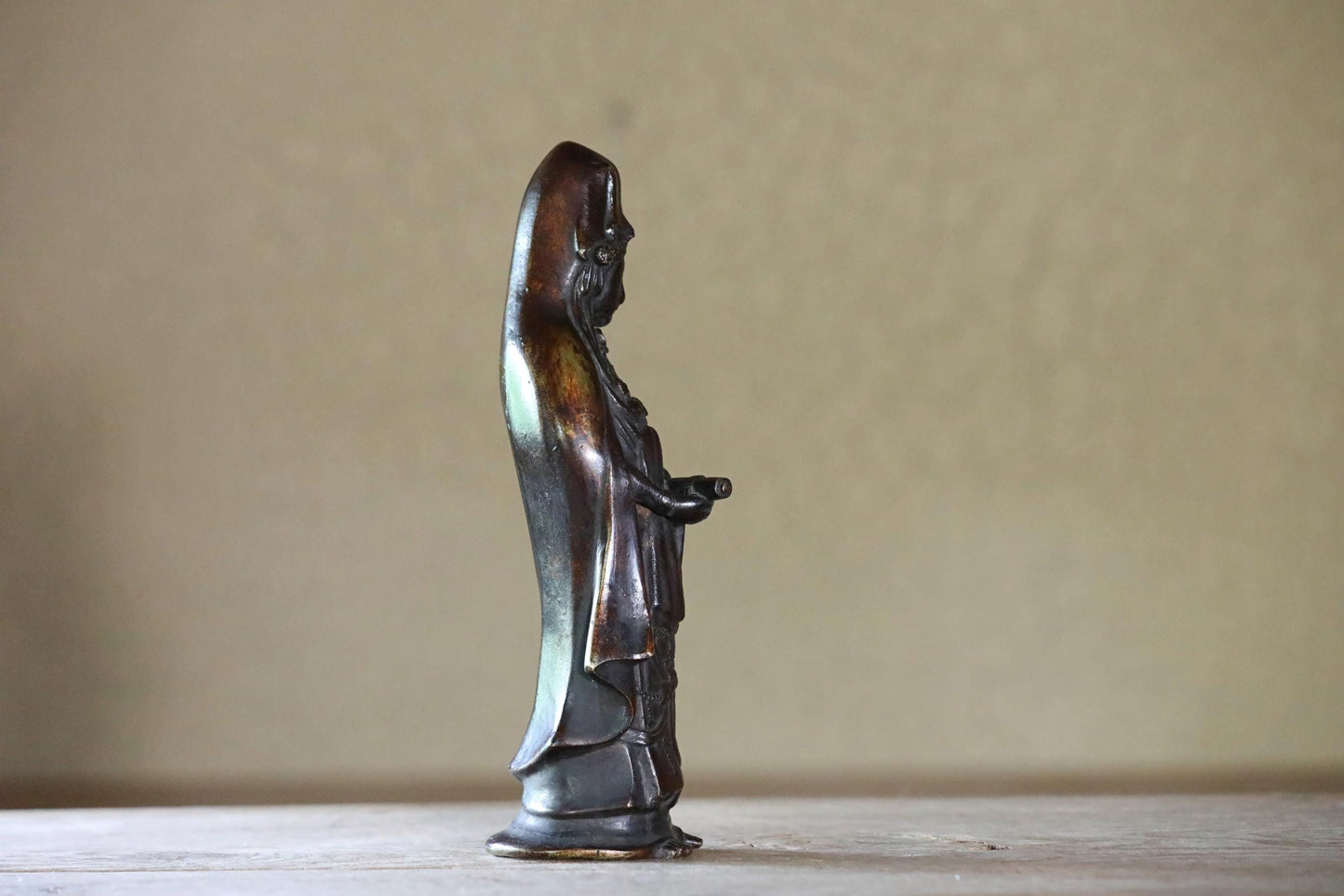 FINE! Japanese vintage bronze metal buddha Kannon statue buddhist temple statue made of old Bronze H12.6in/H32cm