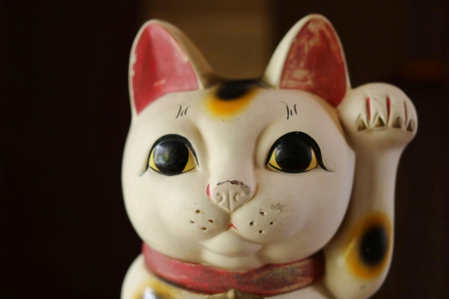 LARGE! Japanese vintage large Cat doll MANEKINAKO white cat old ceramic money box, Welcome cat, Fortune cat, Lucky cat 1960s H13.6in/H34.5cm
