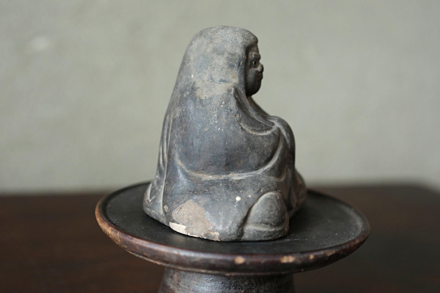 Japanese antique DARUMA statue ceramic buddhist Zen master doll ornament made pottery , Japanese Zen monk doll H3×3in/H7.6×7.7in