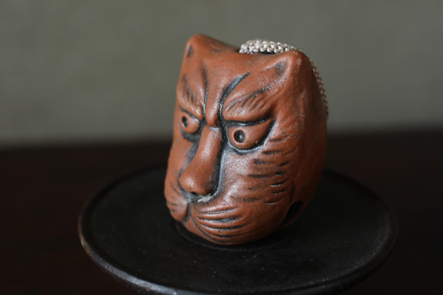 Japanese vintage small pottery bell KITSUNE fox doll ornament Paper weight, Ornaments Japanese vintage small bell H2.6×2.2in/H6.5×5.5cm