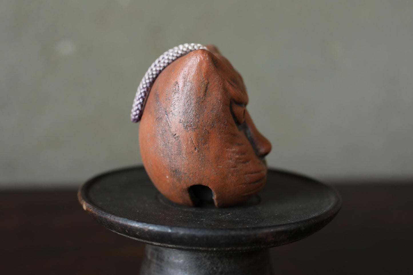 Japanese vintage small pottery bell KITSUNE fox doll ornament Paper weight, Ornaments Japanese vintage small bell H2.6×2.2in/H6.5×5.5cm