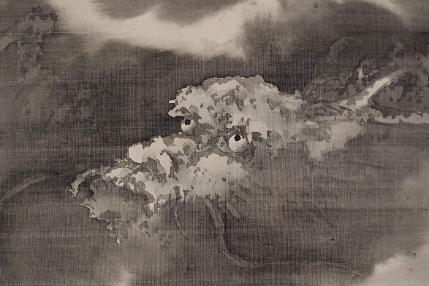 FINE! RARE! Japanese antique rising Dragon ink brush painting hanging scroll dragon and tiger by 岸連山 KAKEJIKU in Box 1830s Edo H74.8in/190cm