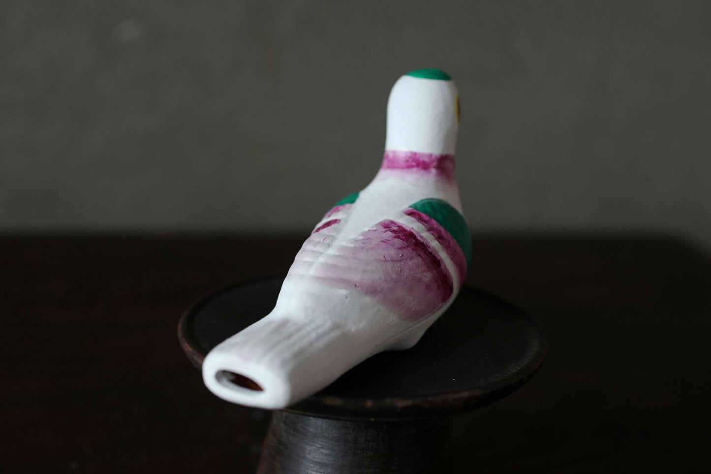 Japanese old pottery whistle Aomori and traditional toys Dove-shaped bird whistle in colors W4.7in/W12cm