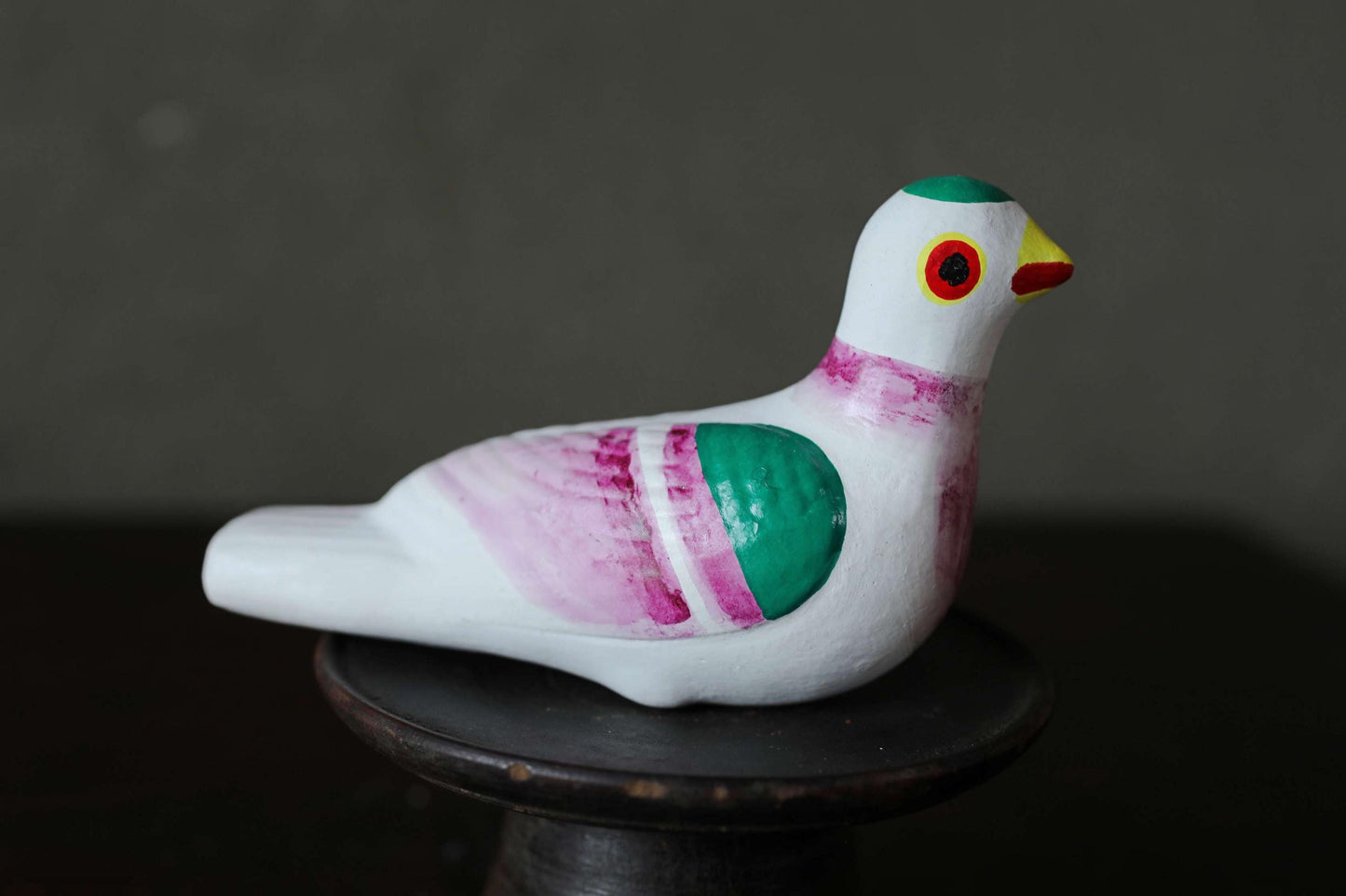 Japanese old pottery whistle Aomori and traditional toys Dove-shaped bird whistle in colors W4.7in/W12cm