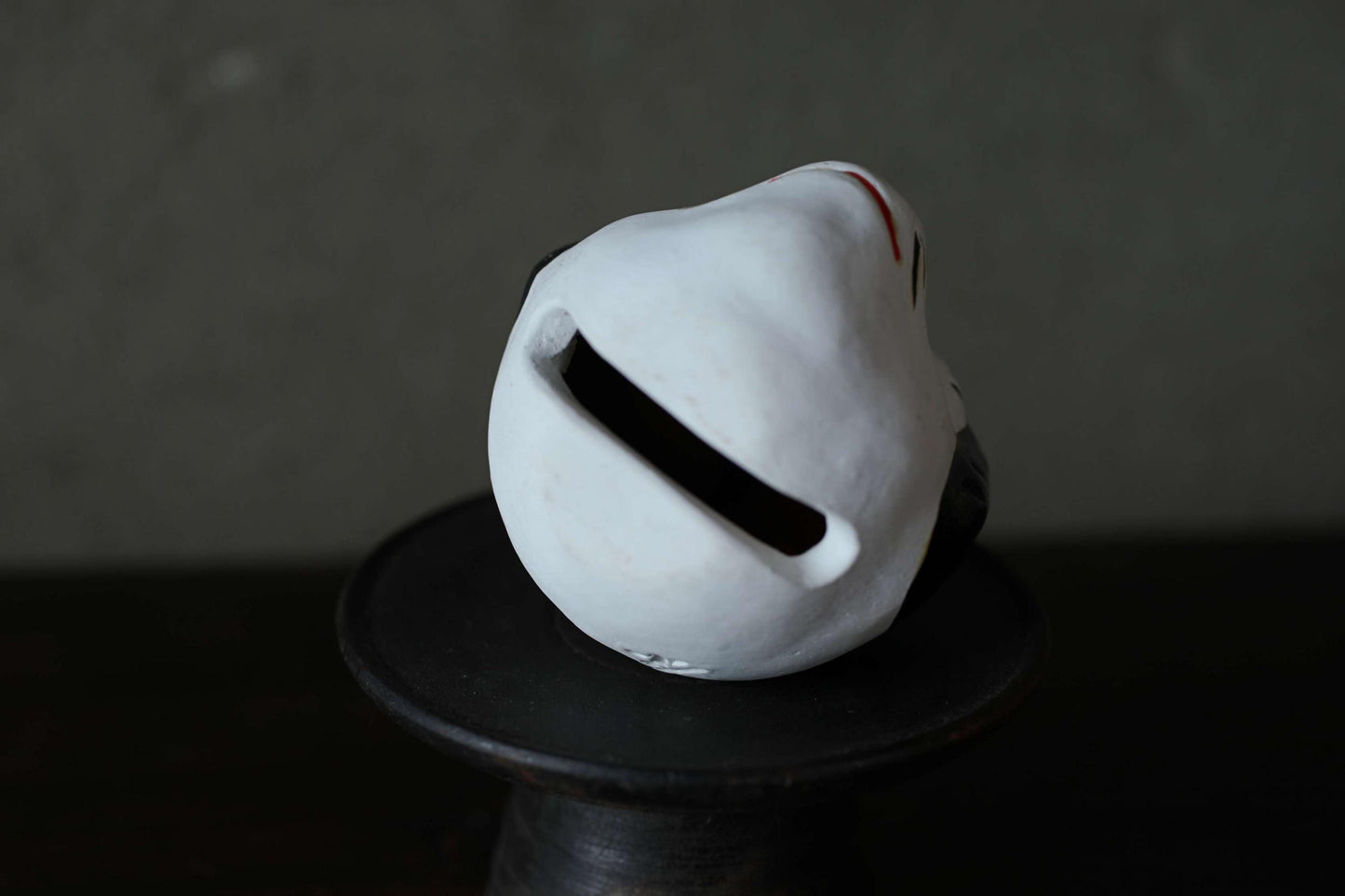 Japanese vintage old pottery bell traditional folk toys dog-shaped doll ornament with Kanji H2.8in/H7cm