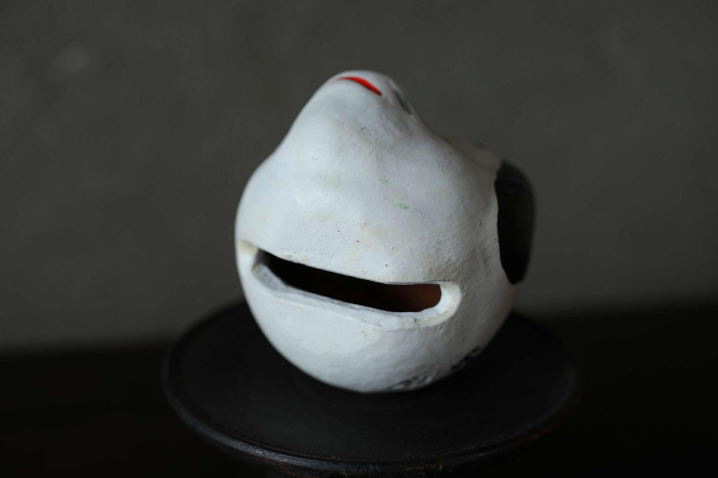 Japanese vintage old pottery bell traditional folk toys dog-shaped doll animal ornament with Kanji H3in/H7.5cm