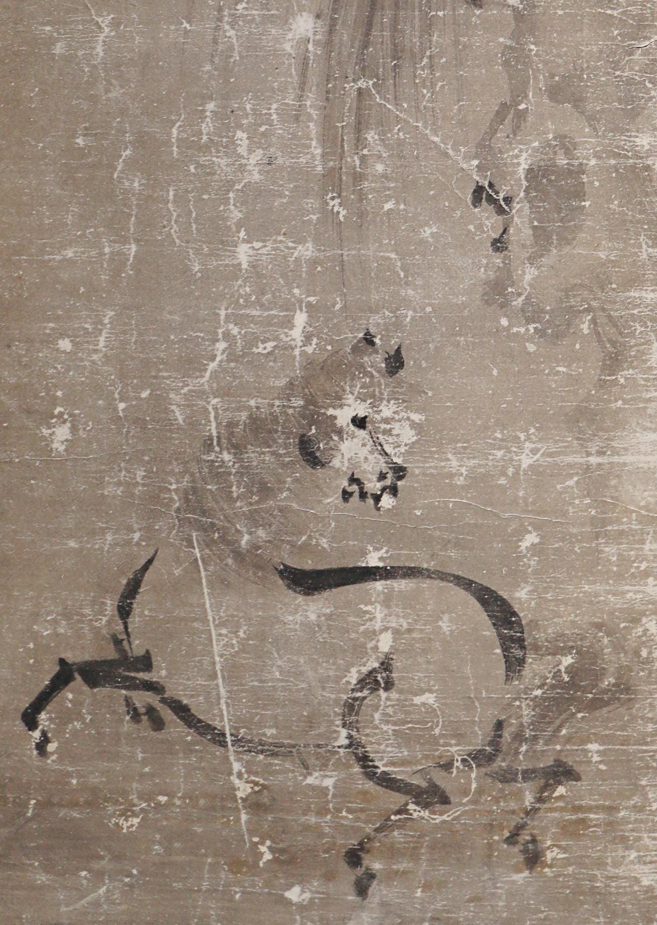 Large! Japanese antique furniture Byobu wind screen of gold water ink painting of Horses, people, birds 1800s Edo H67.9×99.8in/H172.5x253cm