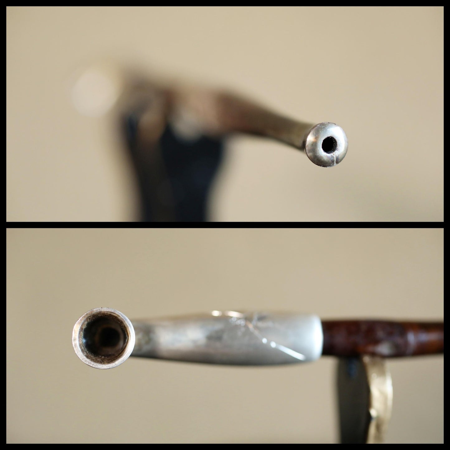 FINE! SILVER! 1910s Japanese antique tobacco smoking pipe Genuine silver kanji with Carved 虎Tiger and Bamboo craft KISERU hand craft