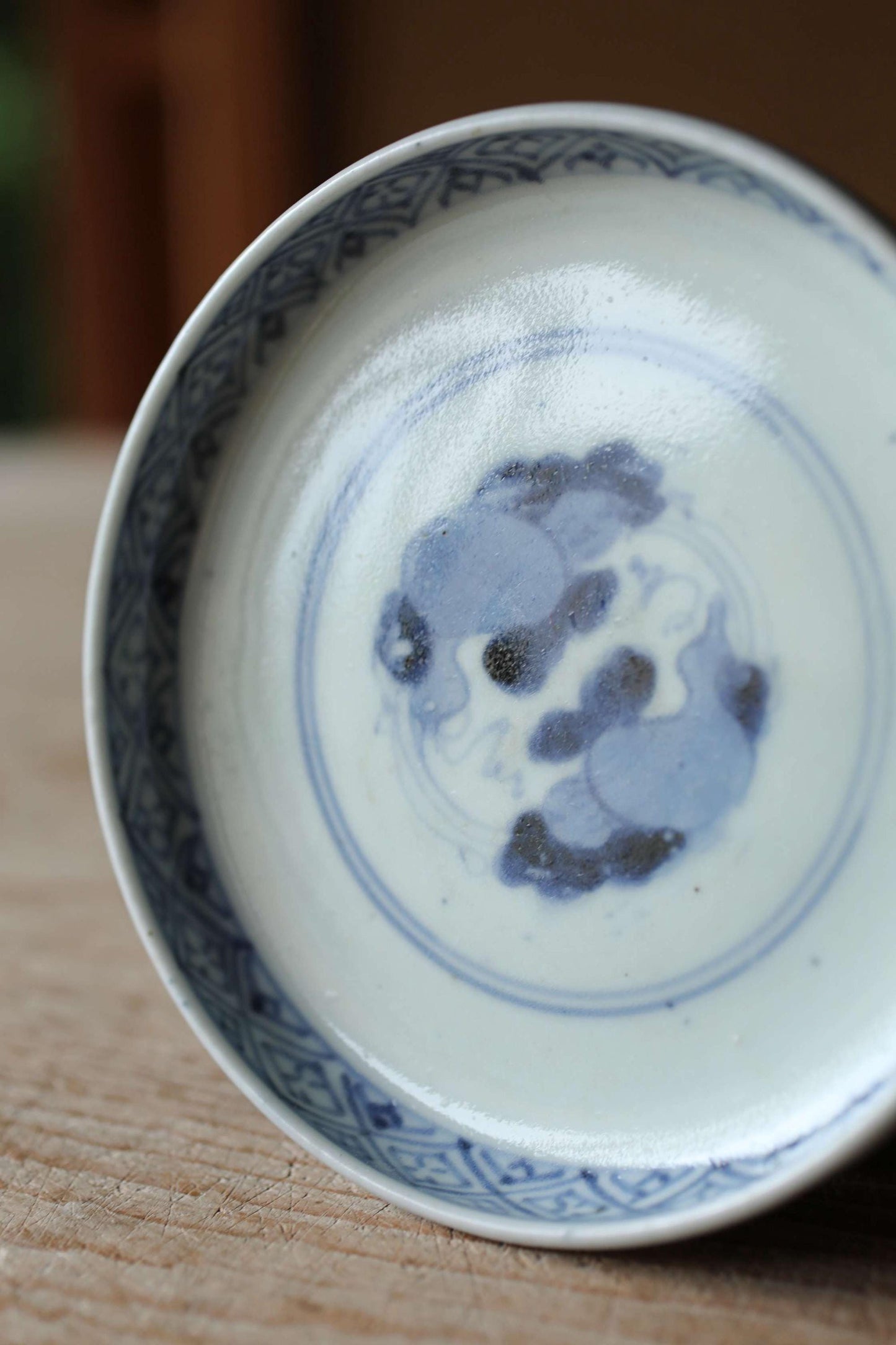 Pair of plates Japanese antiques EDO 1880s porcelain hand paint dish Indigo Blue White landscape pattern KOIMARI W4.1in/H10.4cm
