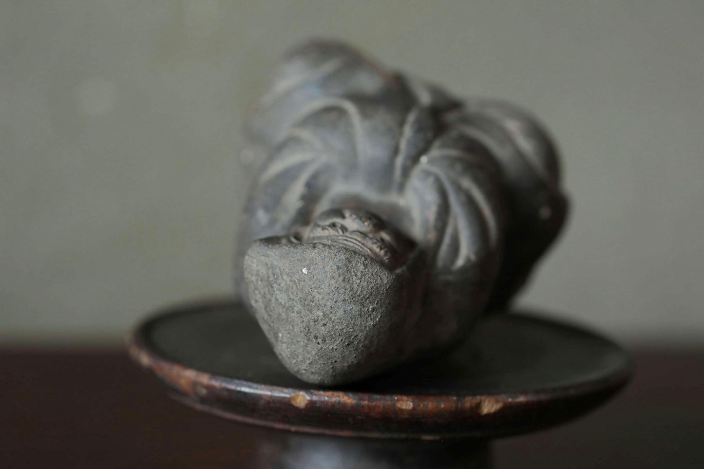 Japanese antique DARUMA statue ceramic buddhist Zen master doll ornament made pottery , Japanese Zen monk doll H3×3in/H7.6×7.7in