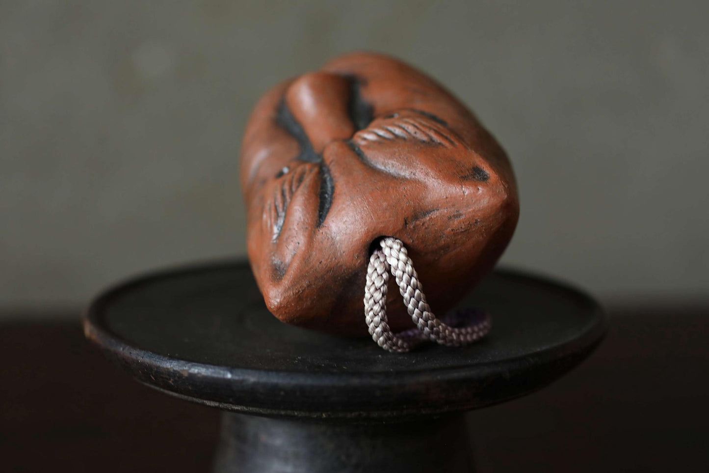 Japanese vintage small pottery bell KITSUNE fox doll ornament Paper weight, Ornaments Japanese vintage small bell H2.6×2.2in/H6.5×5.5cm
