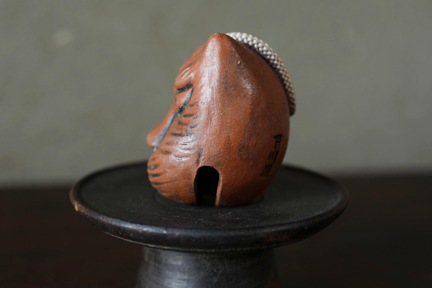Japanese vintage small pottery bell KITSUNE fox doll ornament Paper weight, Ornaments Japanese vintage small bell H2.6×2.2in/H6.5×5.5cm