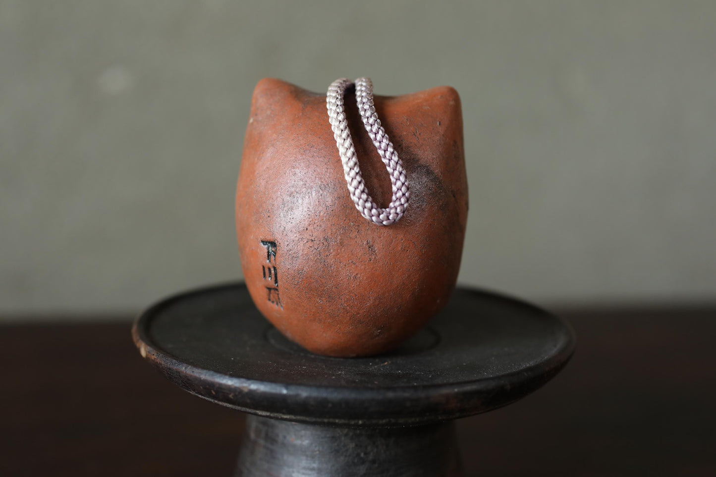 Japanese vintage small pottery bell KITSUNE fox doll ornament Paper weight, Ornaments Japanese vintage small bell H2.6×2.2in/H6.5×5.5cm