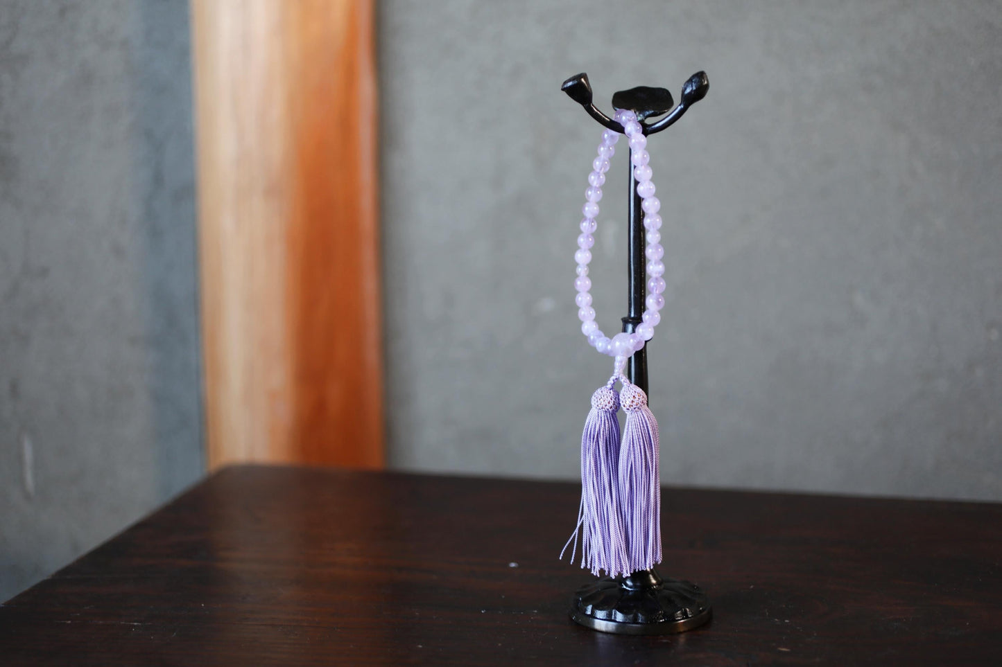 Japanese buddhist Prayer Rosary stand made of metal Lotus flower design, JUZU stand/ Power stone Necklace hanger H10.7in/H27.2cm