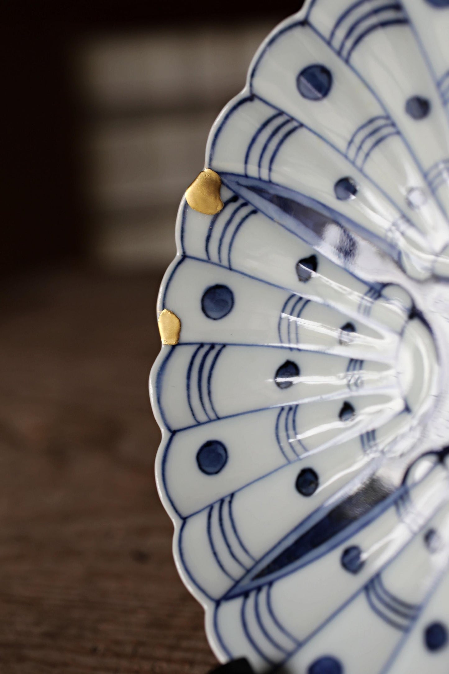 FINE! RARE! beautiful set of 4 plates Japanese antiques porcelain ceramic hand paint dish Indigo Blue White shell pattern KOIMARI 1800s