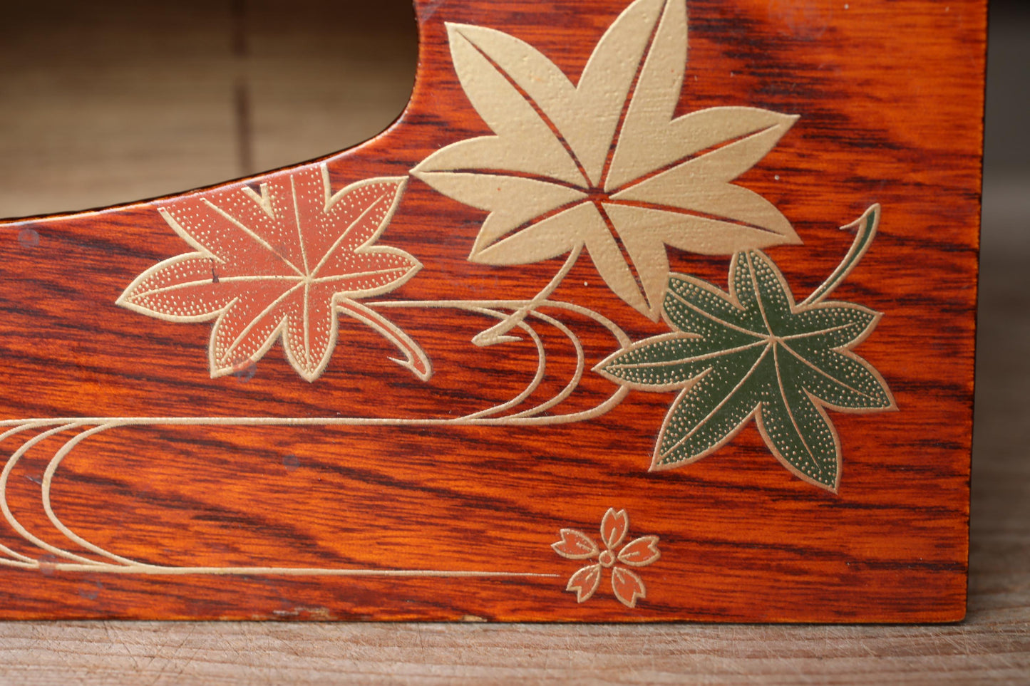 Japanese vintage urushi wooden tissue box holder with MAKIE autumn leaves with signed beautiful gold H4.3×5.5×10.8in/H11×14×27.5cm