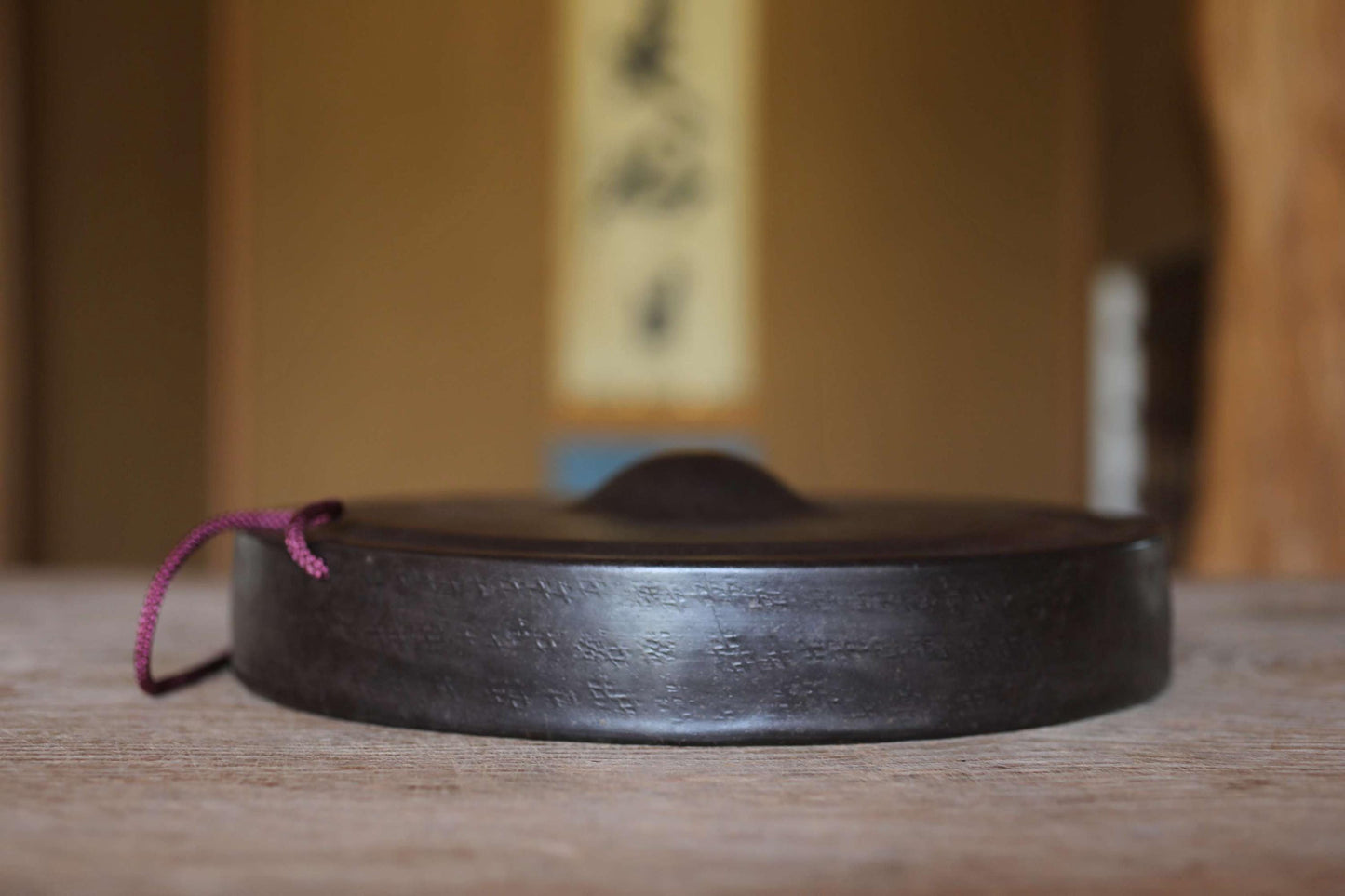 Japanese Large vintage buddhist alter bronze gong Music instrument bell with striker 11.8in/30cm 1980s