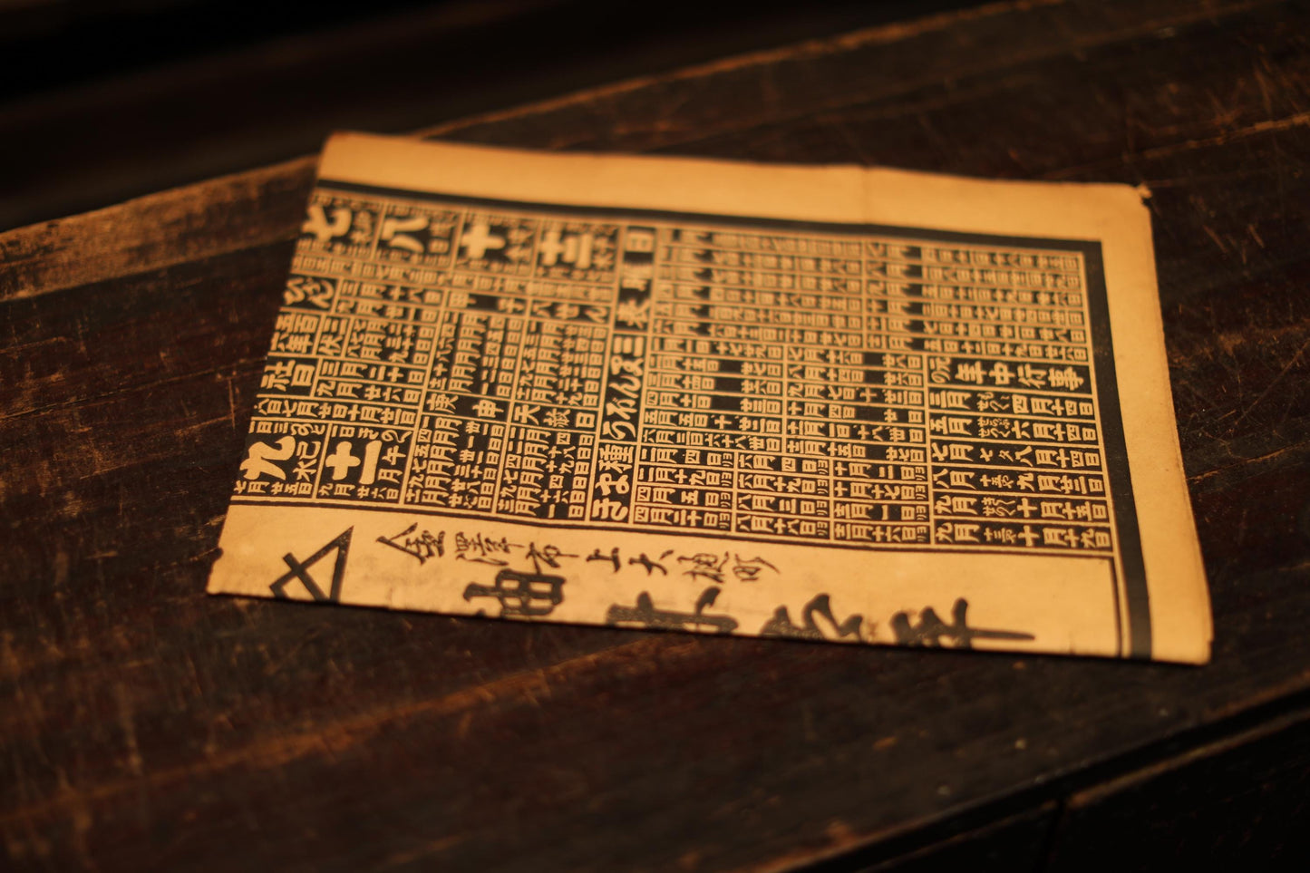Japanese vintage conversion table between the solar and lunisolar calendar in Kanji calligraphy H29.5×W20.1in/H75×W51cm, printed paper