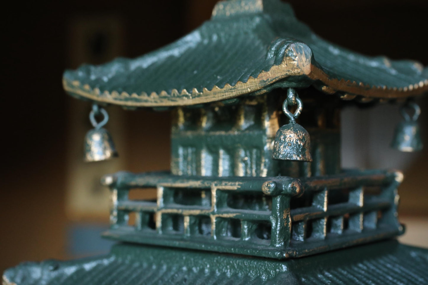 LARGE Japanese vintage iron five-storied Pagoda Buddhist architecture Kyoto garden design, Japanese metal interior H31.1×7.9in/H79×20cm