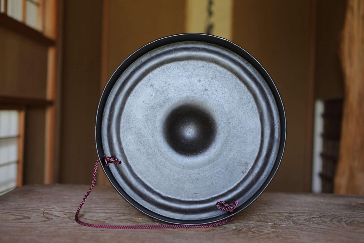Japanese Large vintage buddhist alter bronze gong Music instrument bell with striker 11.8in/30cm 1980s