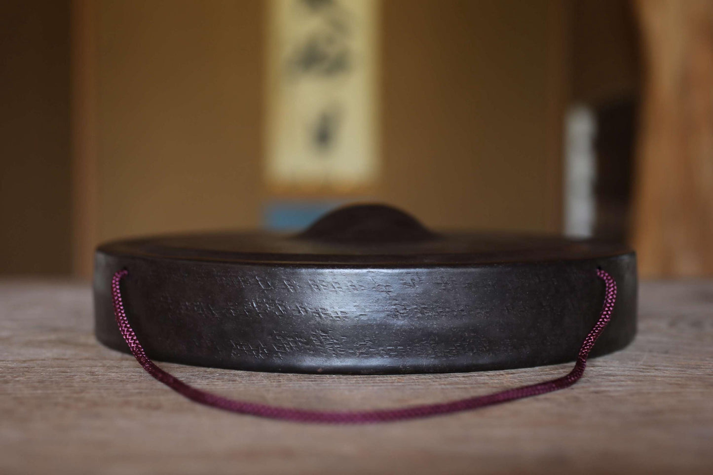 Japanese Large vintage buddhist alter bronze gong Music instrument bell with striker 11.8in/30cm 1980s