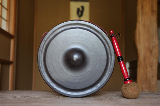 Japanese Large vintage buddhist alter bronze gong Music instrument bell with striker 11.8in/30cm 1980s