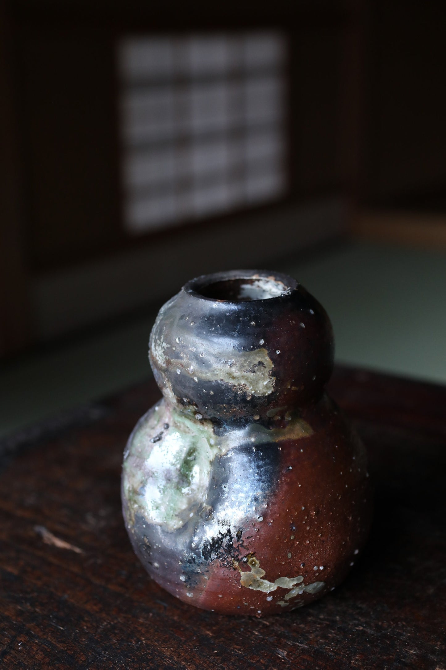 Shigaraki Pottery Vase - Japanese Vintage Hanging Ceramic Flower Vase H13.3cm