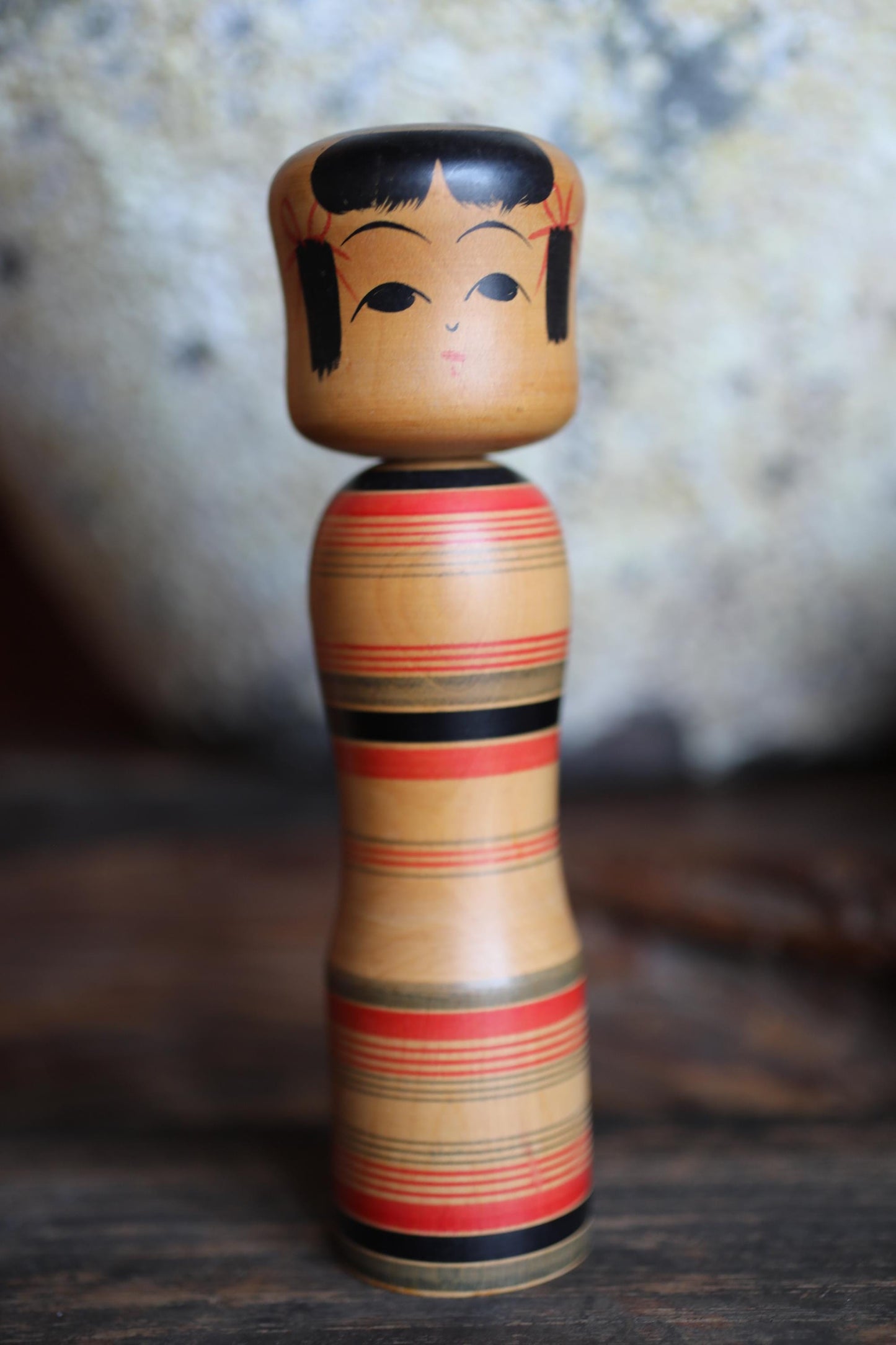 Japanese Vintage Wooden Doll – Traditional Kokeshi Figurine With Cute Tilted Head