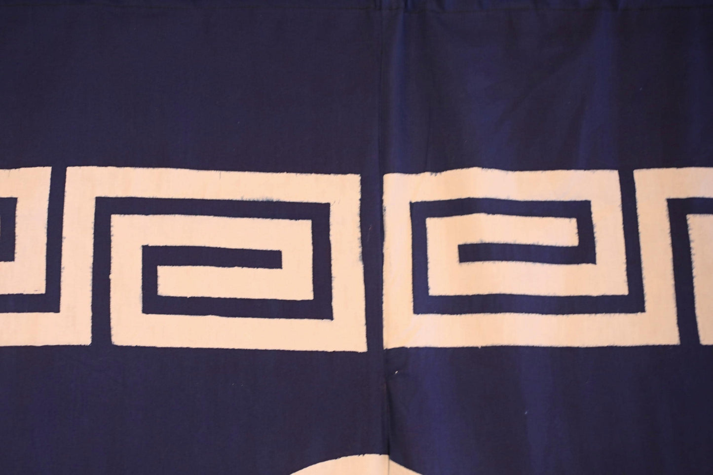 Japanese Vintage Noren - Indigo Blue Curtain & Japandi Room Divider with Ivy Leaf Motif