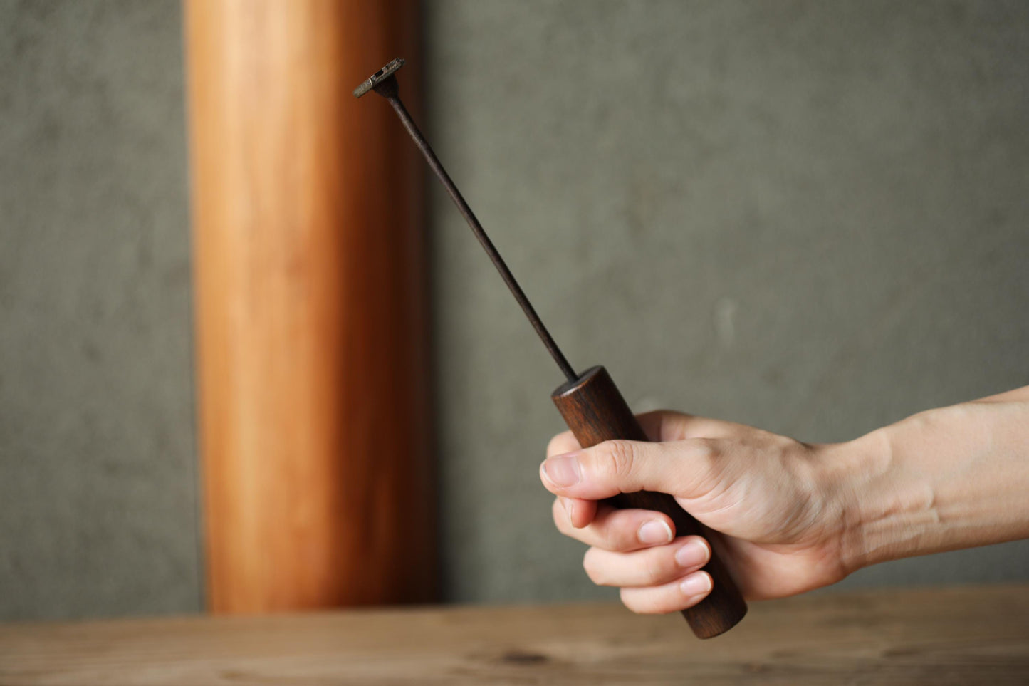 Japanese Branding Iron – Vintage Kanji Rice Plant Symbol | Rustic Wood & Leather Stamp