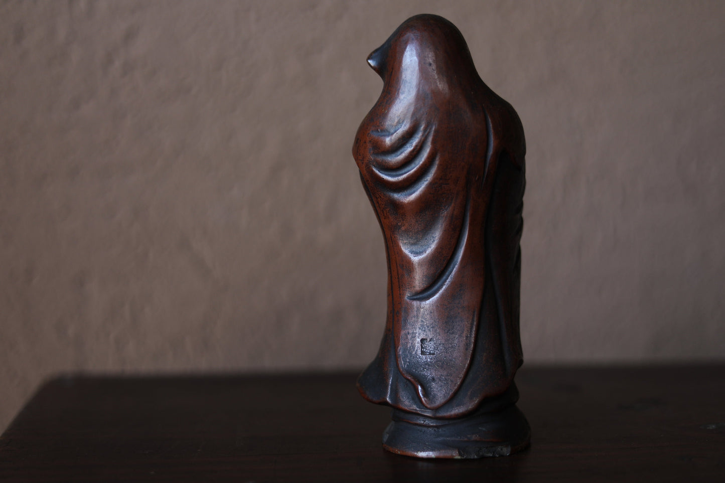 Bizen Daruma Statue - Vintage Japanese Pottery Zen Monk Ceramic Sculpture 1950s