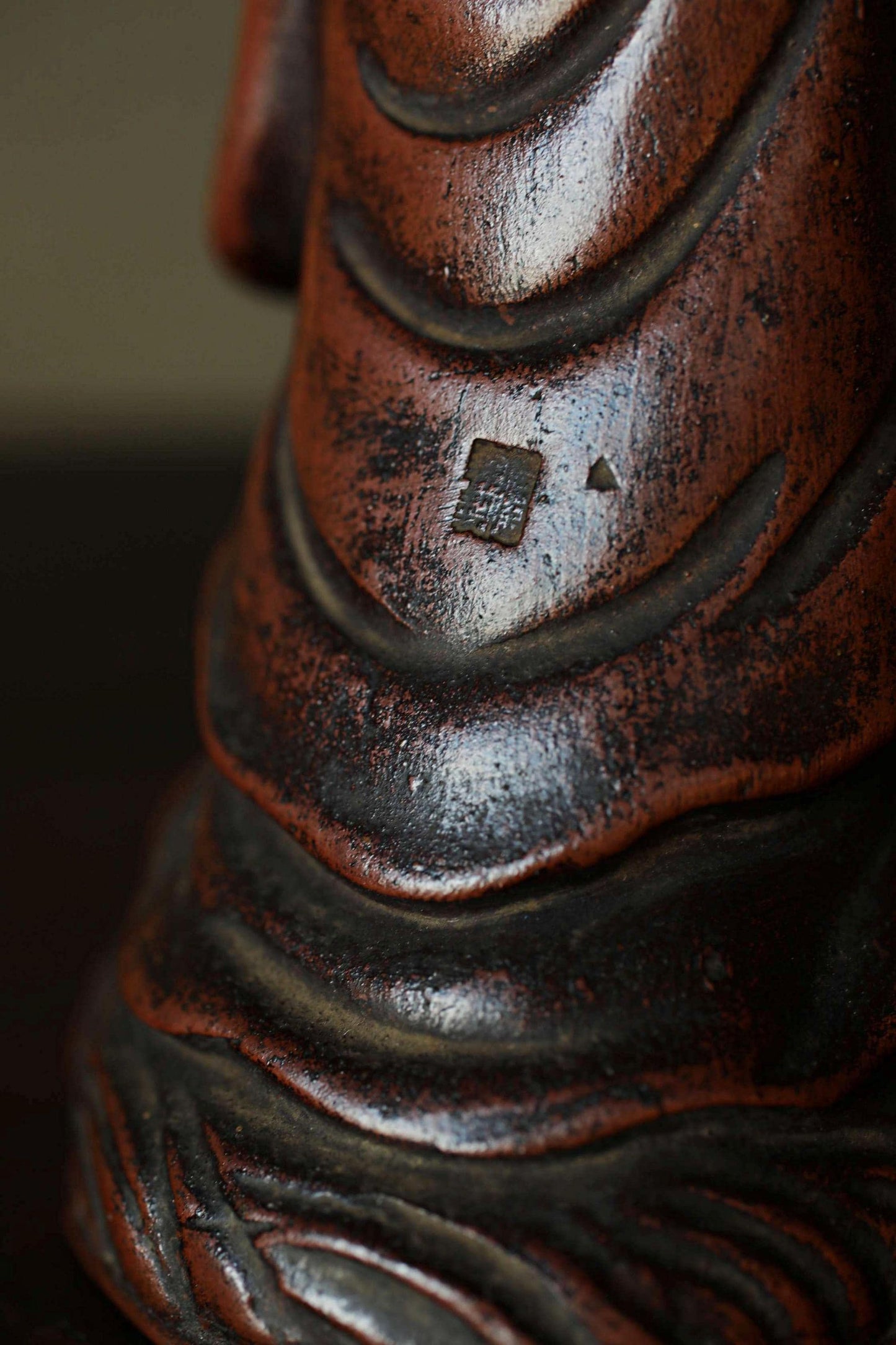 Antique Bizen Kannon Statue – 1920s Unglazed Stoneware Buddhist Figurine