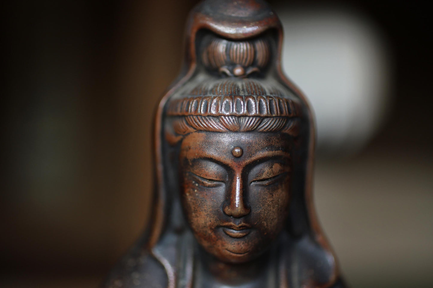 Antique Bizen Kannon Statue – 1800s Japanese Ceramic Figurine With Wooden Box Gift