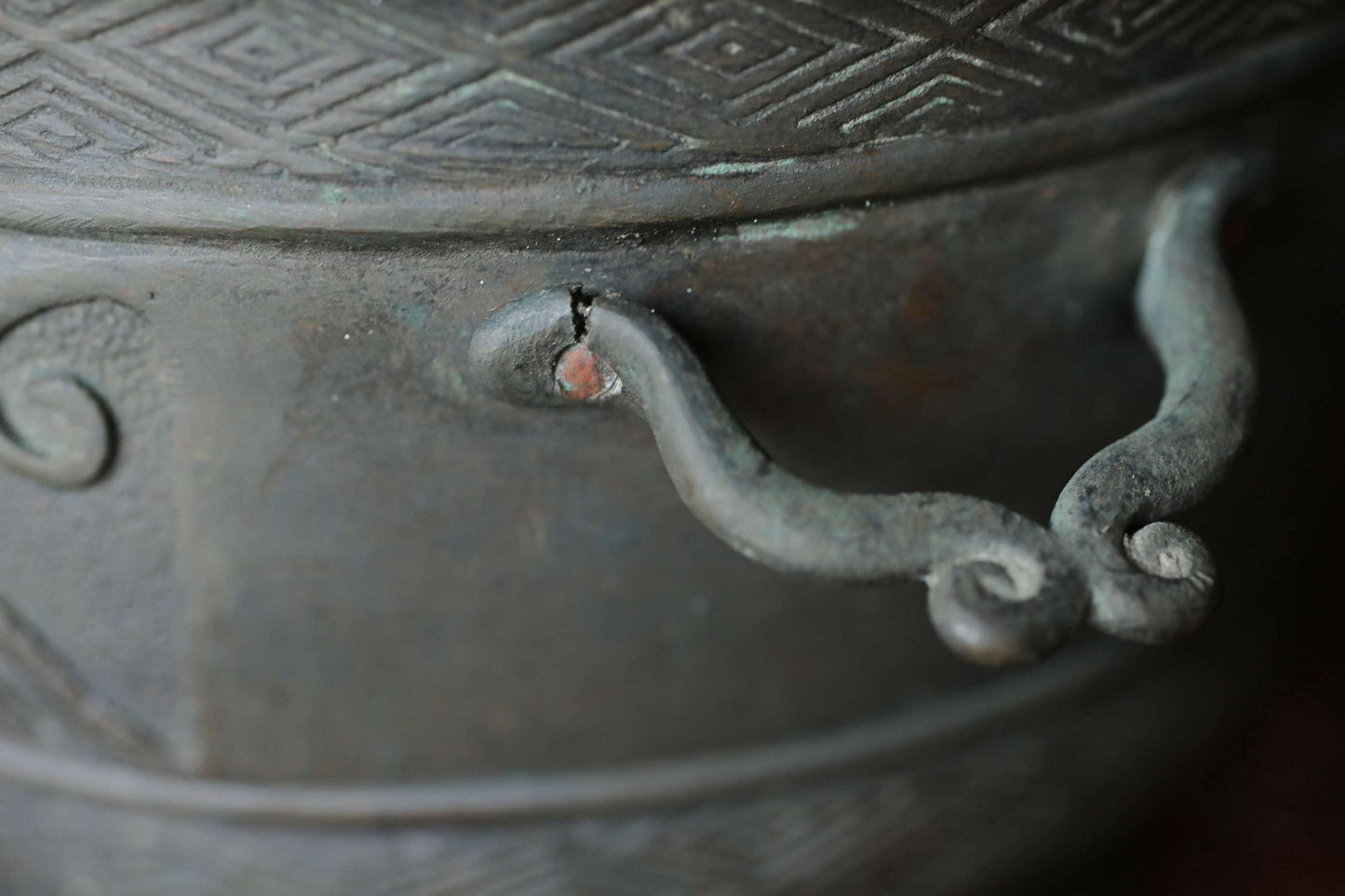 Antique Bronze Censer - Japanese Incense Burner with Lion and Peony Relief