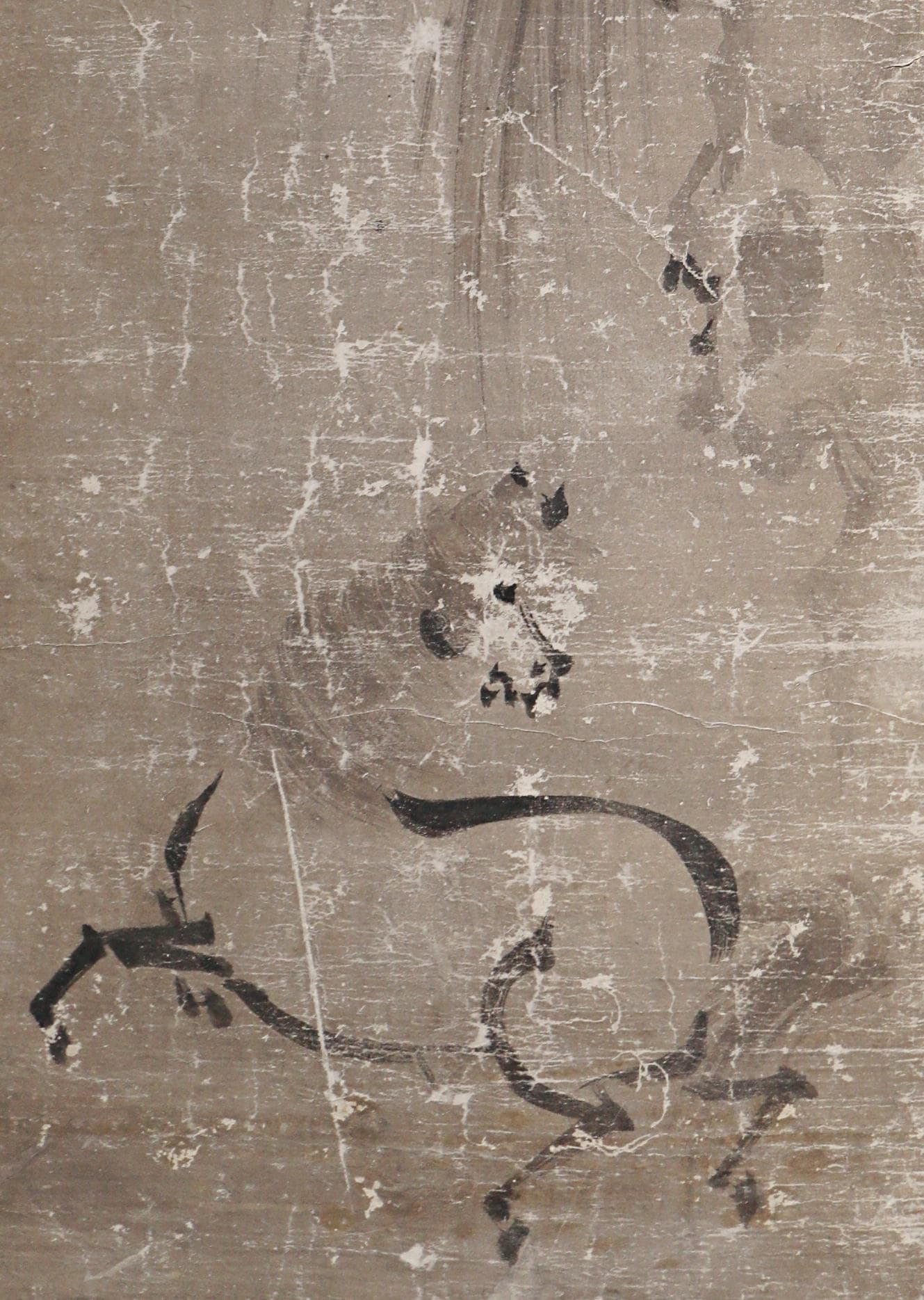 Japanese Antique Byobu Folding Room Divider - Edo Period Screen with Gold Ink Painting