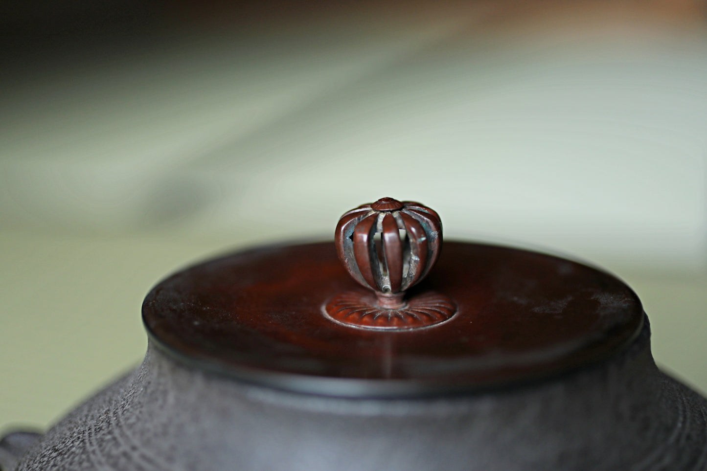 CHAGAMA and FURO Japanese antique bronze brazier and cast iron kettle, For Tea ceremony, Doan furo and Amida gama in 1970s