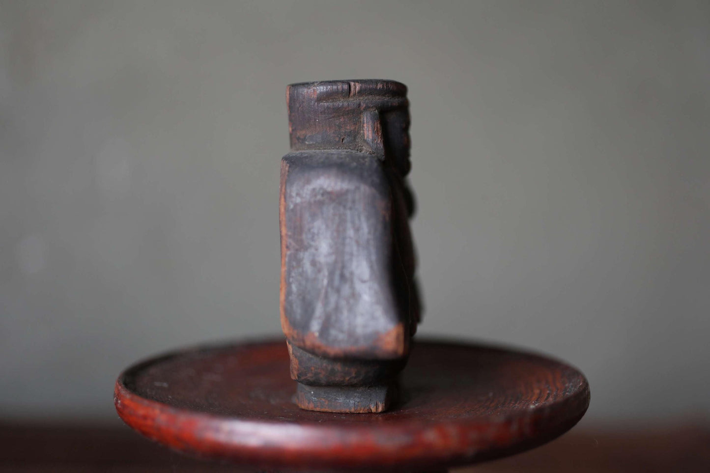 Daikoku Wooden Statue – Antique Edo Period Carving | Hand Carved Mascot With Susuke Patina