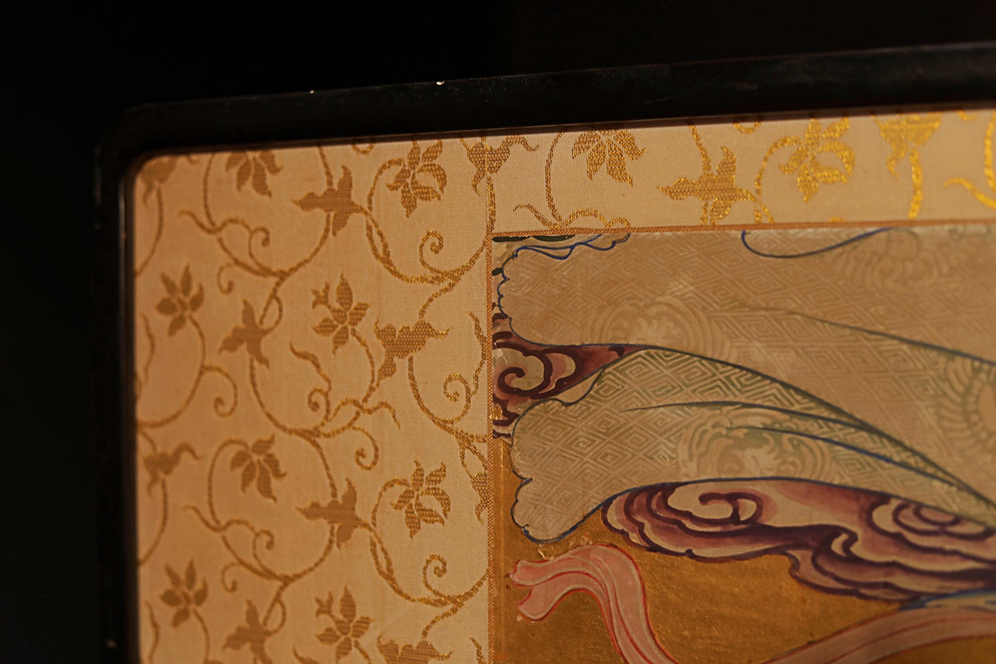 Japanese Antique Painting - Buddhist Wall Art Featuring Robe of Feathers | Ornate Wooden Frame