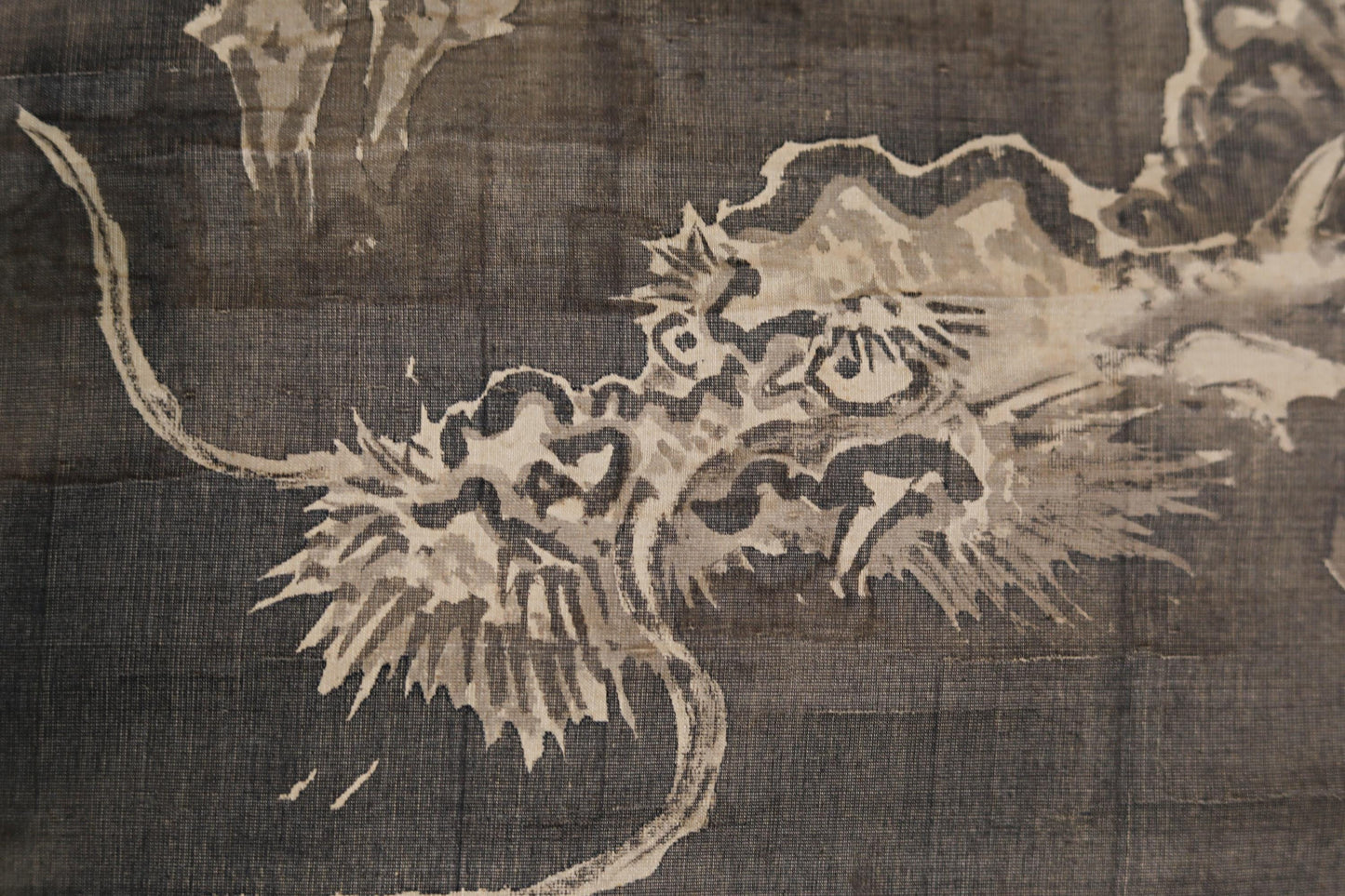Japanese Antique Hanging Scroll - Edo Period Art Dragon Wall Art With Silk Ink Brush Painting