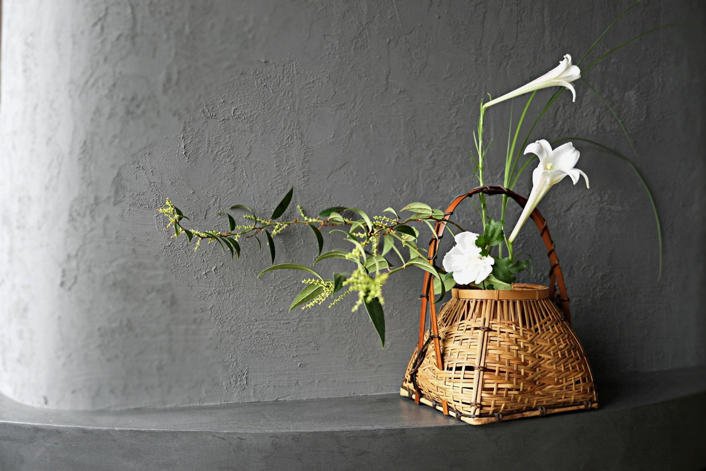 Japanese Bamboo Basket - Vintage Woven Ikebana Flower Basket | Handcrafted Bamboo Art