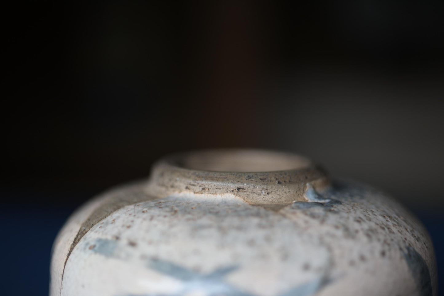 Shino Tea Bowl - Handmade Japanese Ceramic Chawan with Zen Master Daruma Art