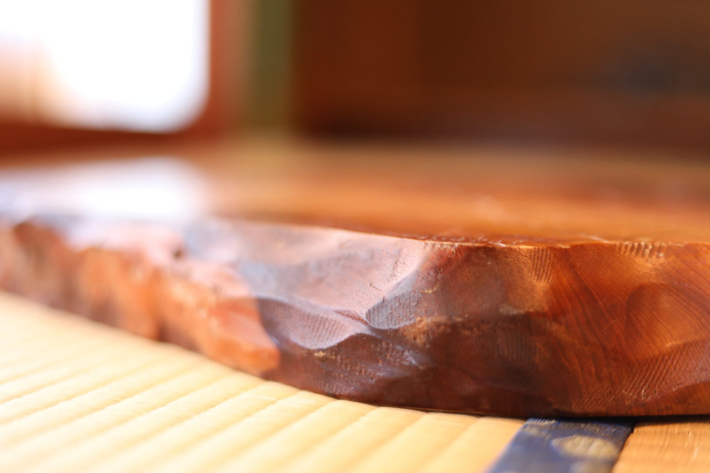 Wood Burl Bonsai Stand - Vintage Japanese Pedestal | Large Wood Display Tray 24in×14.8in