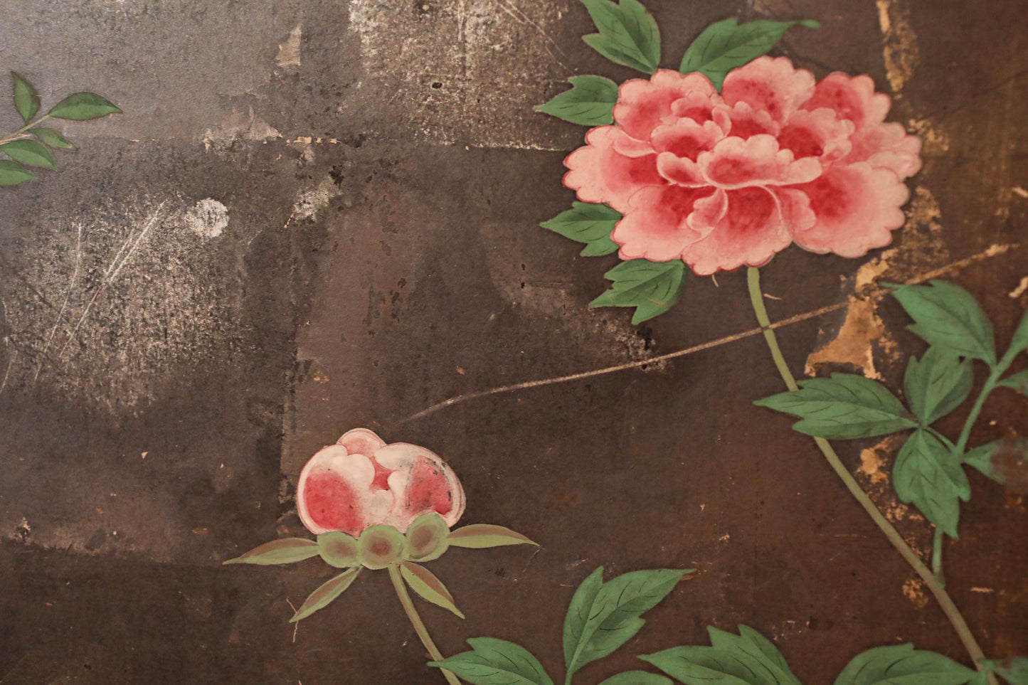Antique Japanese Byobu Folding Screen - Edo Period Tale of Genji Art, Gold Leaf Decor