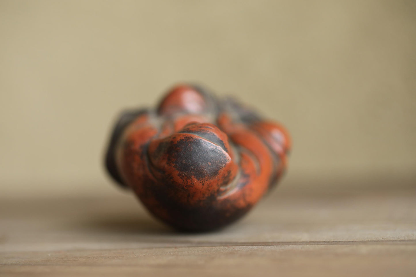 Japanese Daruma Statue - Antique Bizen Ware Pottery Zen Monk Figurine Gift