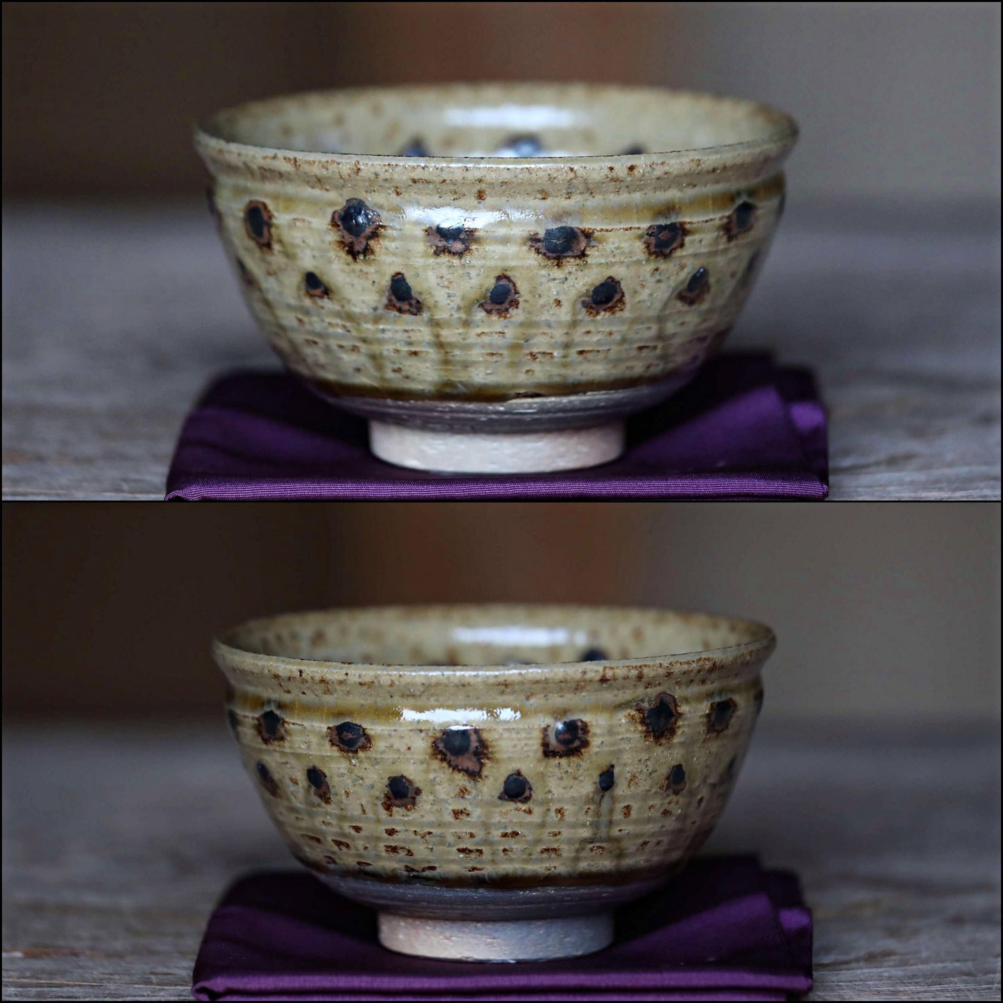 Vintage Kiseto Matcha Bowl – Handmade Japanese Tea Bowl with Peacock Pattern