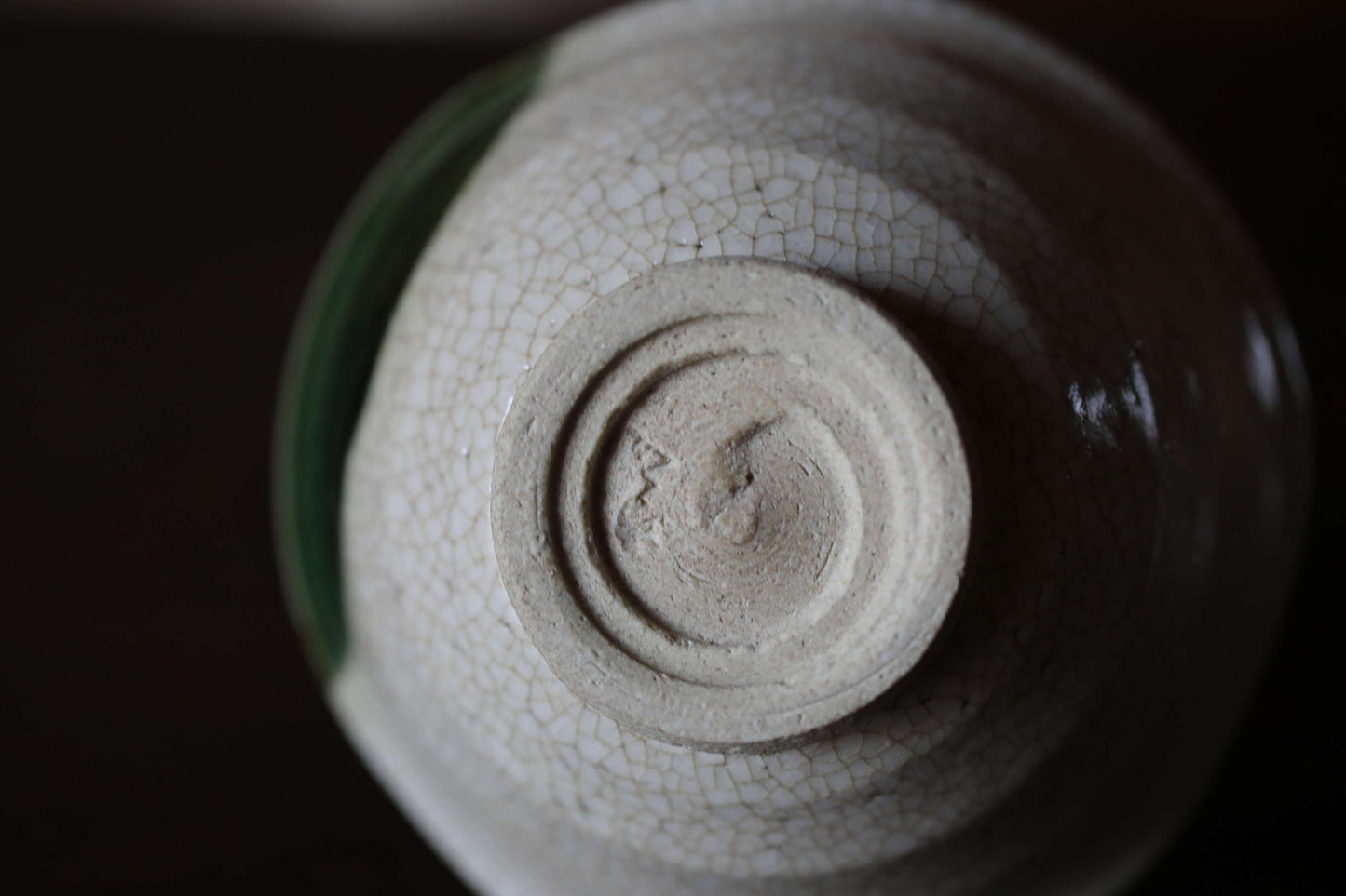 Oribe Ware Sake Cup - Vintage Japanese Kiln Art Green Glaze Ceramic Gift Box